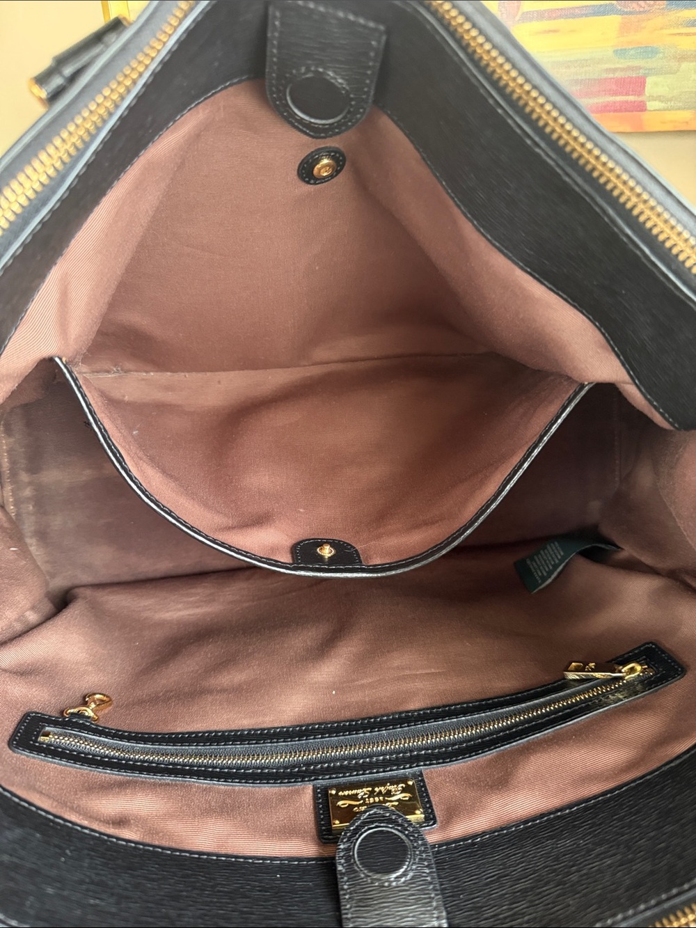 LAUREN Ralph Lauren 🖤NEWBURY🖤 DOUBLE ZIP LARGE TOTE BAG 🌟EUC🌟 - Picture 11 of 17